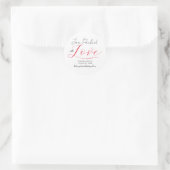 Sticker Rond Mariage Minimal Script Rempli d'Amour (Sac)