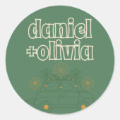 Sticker Rond Mariage minimal Vosvos vert (Devant)