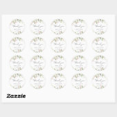 Sticker Rond Mariage minimaliste aux fleurs sauvages (Feuille)