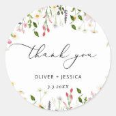 Sticker Rond Mariage minimaliste aux fleurs sauvages (Devant)