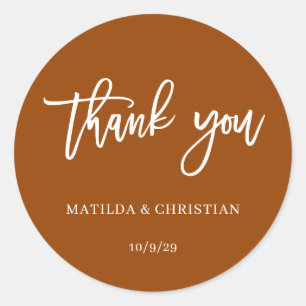 Sticker Rond Mariage minimaliste Burnt Orange