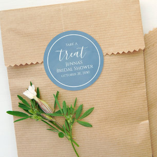 Sticker Rond Mariage Minimaliste Calligraphie Script Bleu