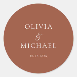 Sticker Rond Mariage Minimaliste Chic Script Terracotta
