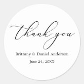 Sticker Rond Mariage minimaliste de calligraphie d'élégance (Devant)