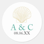 Sticker Rond Mariage minimaliste de coquillages (Devant)