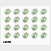 Sticker Rond Mariage minimaliste de foune verte (Feuille)