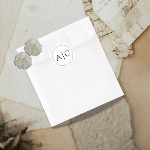 Sticker Rond Mariage minimaliste de monogramme blanc