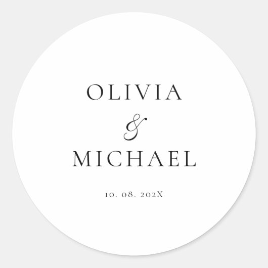 Sticker Rond Mariage minimaliste de script chic (Devant)