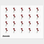 Sticker Rond Mariage minimaliste des oeillets rouges (Feuille)