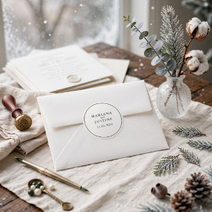 Sticker Rond Mariage minimaliste élégant d'hiver éditorial Rond