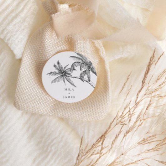 Sticker Rond Mariage minimaliste élégant et tropical moderne