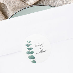 Sticker Rond Mariage Minimaliste Eucalyptus