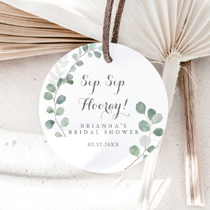 Sticker Rond Mariage minimaliste Eucalyptus Sip Sip Hourra