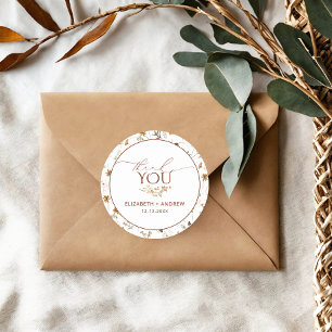 Sticker Rond Mariage Minimaliste Fleurs Sauvages d'Automne 