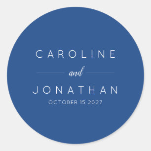 Sticker Rond Mariage minimaliste français bleu moderne personna