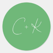 Sticker Rond Mariage minimaliste gris vert (Devant)