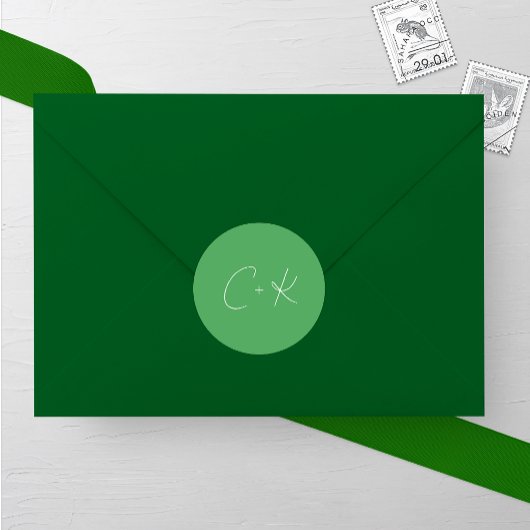 Sticker Rond Mariage minimaliste gris vert