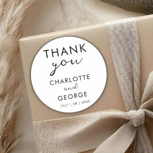 Sticker Rond Mariage Minimaliste Merci