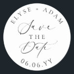 Sticker Rond Mariage minimaliste moderne Ellesmere Enregistrer<br><div class="desc">L'autocollant de sceau de l'enveloppe de date Ellesmere présente un design minimaliste moderne sur un arrière - plan blanc pour un look propre et simple. Le texte du script n'est pas modifiable. Tous les autres textes sont entièrement modifiables. Pour une personnalisation plus avancée de cette conception, il suffit de cliquer...</div>
