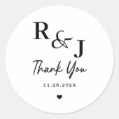 Sticker Rond Mariage minimaliste moderne en Merci (Devant)