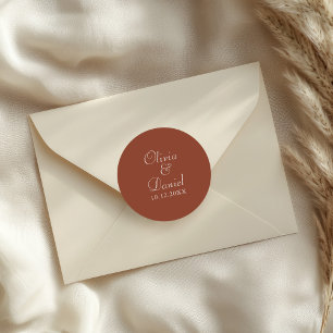 Sticker Rond Mariage Minimaliste Moderne en Terracotta