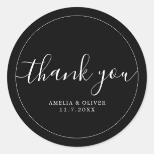 Sticker Rond Mariage minimaliste moderne intemporel Merci