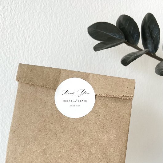 Sticker Rond Mariage minimaliste moderne | Noir et blanc