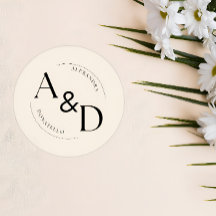 Mariage Minimaliste Monogramme Noir d'Ivoire