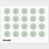 Sticker Rond Mariage Minimaliste Monogramme Vert Sauge (Feuille)
