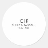Sticker Rond Mariage minimaliste noir et blanc (Devant)