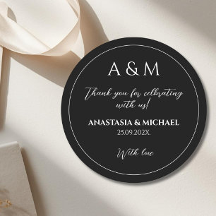 Sticker Rond Mariage minimaliste noir et blanc moderne