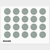 Sticker Rond Mariage minimaliste Sage Olive Green Merci (Feuille)