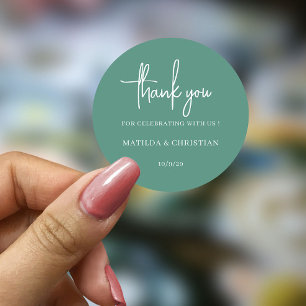 Sticker Rond Mariage minimaliste Sage vert