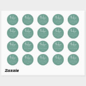 Sticker Rond Mariage minimaliste Sage vert (Feuille)
