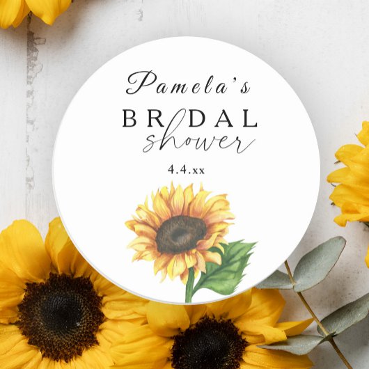 Sticker Rond Mariage minimaliste tournesol 