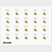 Sticker Rond Mariage minimaliste tournesol Shower  (Feuille)
