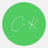 Sticker Rond Mariage minimaliste vert brillant (Devant)