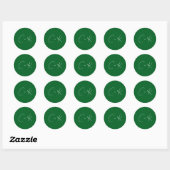 Sticker Rond Mariage minimaliste vert foncé (Feuille)