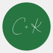 Sticker Rond Mariage minimaliste vert foncé (Devant)