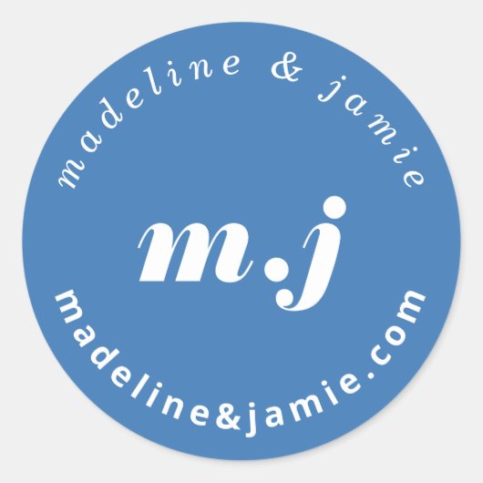 Sticker Rond Mariage minimum gras Date Enregistrer la date bleu (Devant)