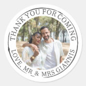 Sticker Rond Mariage Modèle photo de Merci blanc (Devant)