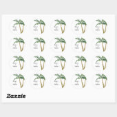Sticker Rond Mariage Moderne à l'Aquarelle avec Palmier (Feuille)