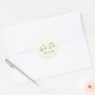 Sticker Rond Mariage moderne Bailee Cream