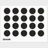 Sticker Rond Mariage moderne Black & Gold Foil Effet Merci (Feuille)