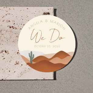 Sticker Rond Mariage Moderne Boho Désert Terracotta