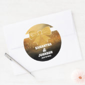 Sticker Rond Mariage moderne Bold Black Gold Bow (Enveloppe)