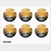 Sticker Rond Mariage moderne Bold Black Gold Bow (Feuille)