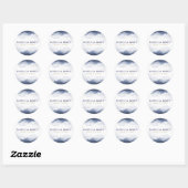 Sticker Rond Mariage Moderne Chic Bleu Nuit Aquarelle (Feuille)