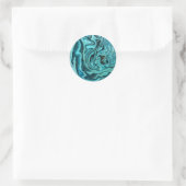 Sticker Rond Mariage Moderne Chic Tourbillon Bleu sarcelle et O (Sac)