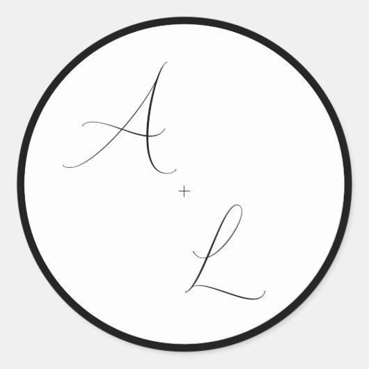 Sticker Rond Mariage Moderne Classique avec Écriture à Bordure (Devant)